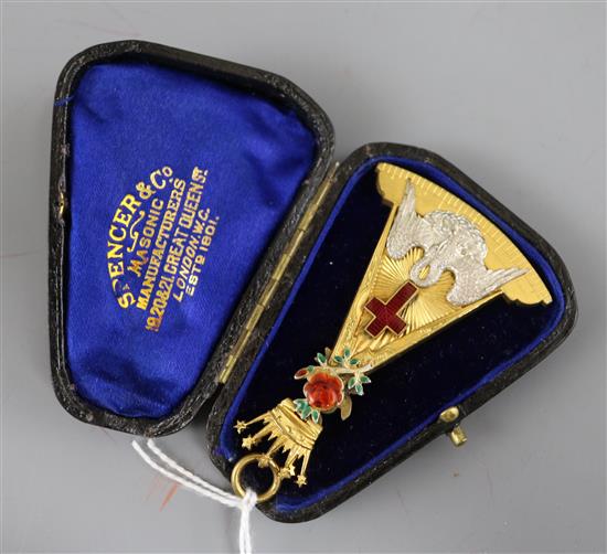 A cased masonic jewel